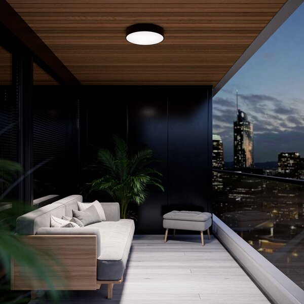 Plafoniera con sensore di movimento Cleo 300 TEMAR LIGHTING, Nero, Corridoio, Metallo, Moderno, Plafoniera