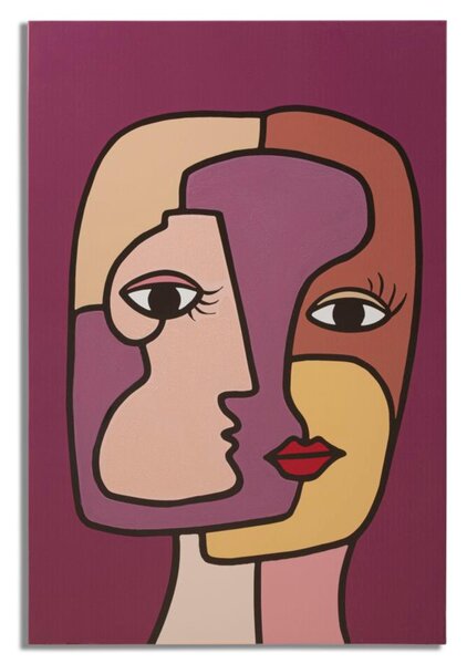 Stampa su Tela intelaiatura in legno Design Ispirato al Cubismo FACE NEW dimensioni 60x3xh 90 cm Legno colore multicolore