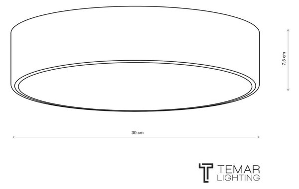 Plafoniera soffitto Cleo 300 TEMAR LIGHTING, dimmerabile, Alluminio / Grigio / Zincato, Soggiorno / Sala da pranzo, Metallo, Moderno, Plafoniera
