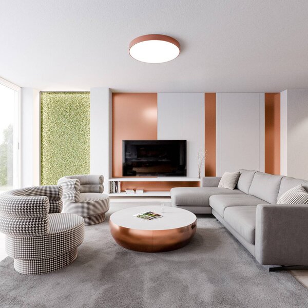 Plafoniera soffitto Cleo 600 TEMAR LIGHTING, dimmerabile, Rame, Soggiorno / Sala da pranzo, Metallo, Plafoniera