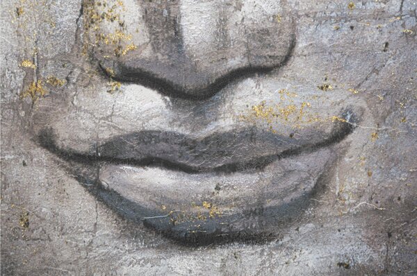 Dipinto su tela, quadro con telaio in legno il volto di Face Buddha 80x3x h 120 cm decoro raffigurante FACE BUDDHA multicolore