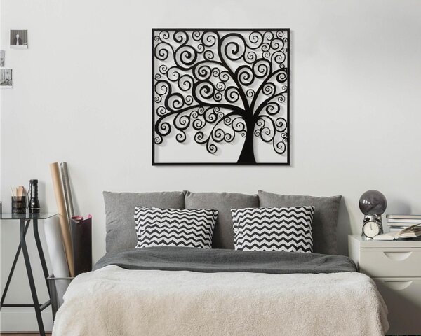 Pannello decorativo 3D con albero con degli uccellini, THREE PLUS, 100x1x h70100cm peso 4,00 kg colori nero