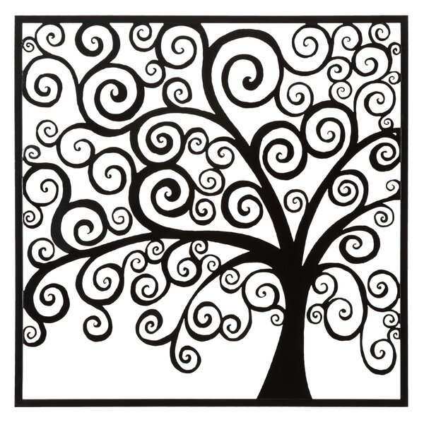 Pannello decorativo 3D con albero con degli uccellini, THREE PLUS, 100x1x h70100cm peso 4,00 kg colori nero