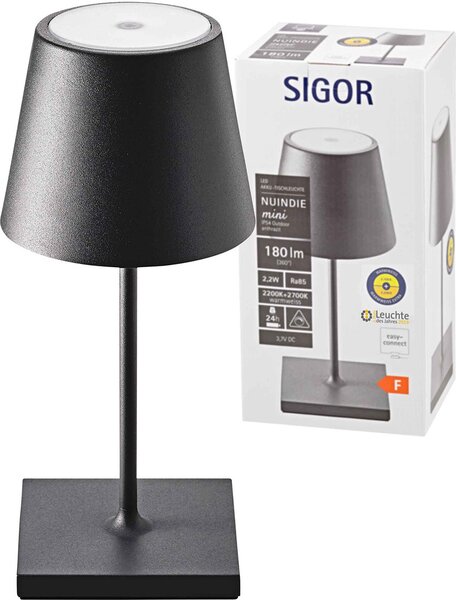 Sigor lampada da tavolo ricaricabile NUINDIE mini 250mm notte nero