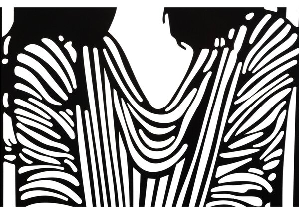 Pannello decorativo 3D da parete in metallo nero FASHIONABLE 40x1,3x h 60cm peso 1,8 kg raffigurante una ragazza vestita con un abito a righe