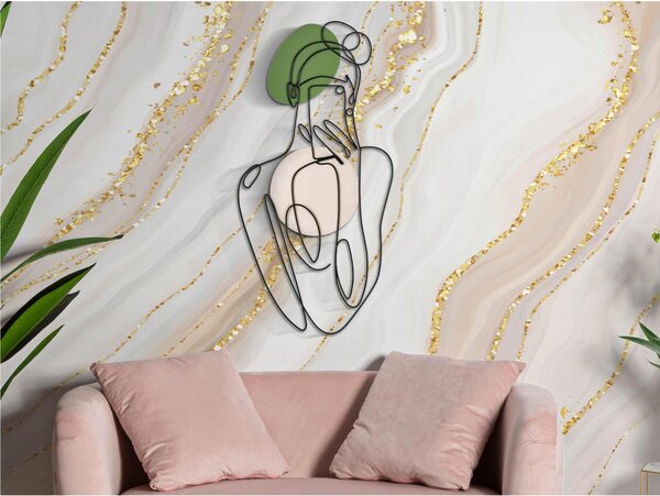 Pannello decorativo 3D da parete in metallo COLOR EYES -A 40x1,3x h 80 cm peso 1,0 kg tratti delicati di figura di una ragazza con il suo cellulare