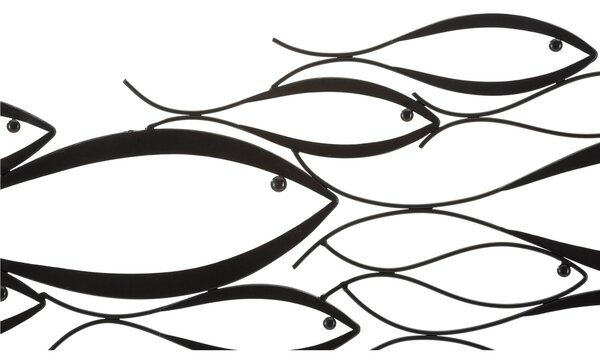 Pannello decorativo 3D in metallo nero insieme di pesci, FISHY Pezzi , 100x1,3x h 35 cm peso 1,500 kg colori multicolor