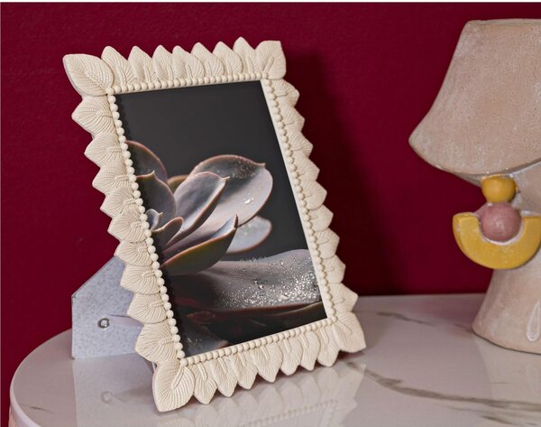 Cornice Portafoto da appoggio con cornice POLYRESIN Verticale Dimensioni 21,3x1,9xh 26.5 cm PER FOTO 15x20 cm Crema in scatola regalo