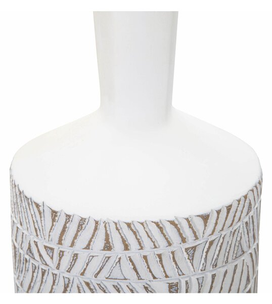 Vaso con eleganti decorazioni intagliate Decorato, NAIROBI BOTTLE, � 15,5x h49,5 cm diametro superiore � 4 cm in Polyresin grigia