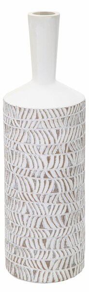 Vaso con eleganti decorazioni intagliate Decorato, NAIROBI BOTTLE, � 15,5x h49,5 cm diametro superiore � 4 cm in Polyresin grigia