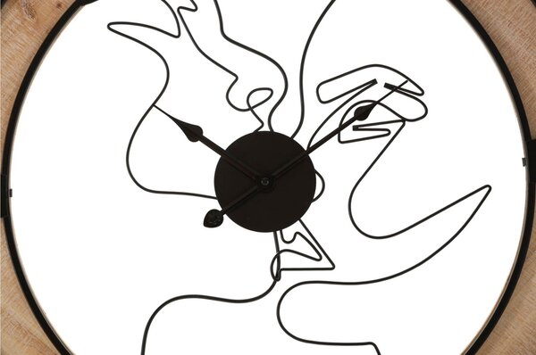 Orologio da Parete I n Ferro modello COUPLE � 60X3cm incastonato in pannello decorativo 3D composto volti stilizzati