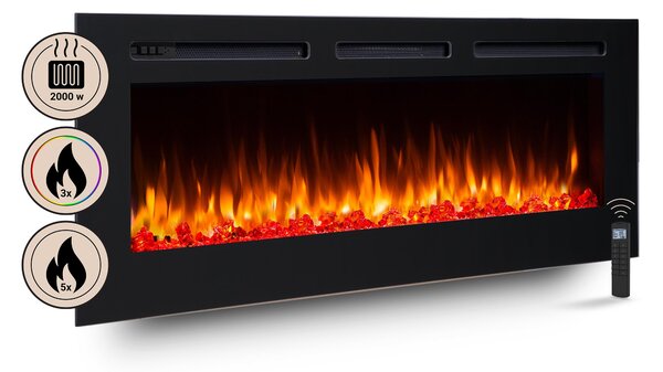 Camino elettrico BALDERIA Fiamma 60 - Camino da incasso - Nero