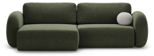 Divano angolare verde allungabile/con contenitore con rivestimento in ciniglia Tonale – Cosmopolitan Design