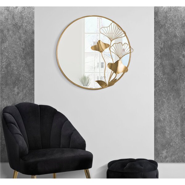 Specchio da Parete cornice oro Ferro e Vetro WITH FLOWER Dimensioni 75x3,5xh72 cm spessore 3 cm - peso 6,7 kg colore oro
