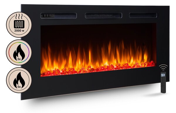 Camino elettrico BALDERIA Fiamma 48 - Camino da incasso - Nero