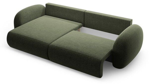 Divano angolare verde allungabile/con contenitore con rivestimento in ciniglia Tonale – Cosmopolitan Design