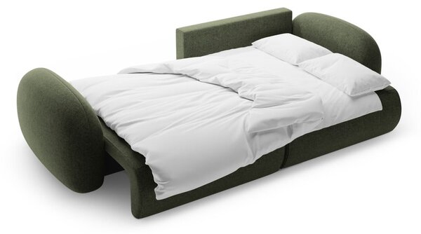 Divano angolare verde allungabile/con contenitore con rivestimento in ciniglia Tonale – Cosmopolitan Design