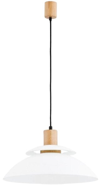 Lampada a sospensione TROPIC, bianco e legno chiaro, 1xE27x60W, vetro, dimensioni: 85x44x44 cm, IP20, Alfa