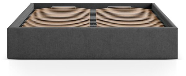 Letto matrimoniale imbottito color antracite con contenitore/senza testiera con rete inclusa 160x200 cm Susan – Micadoni