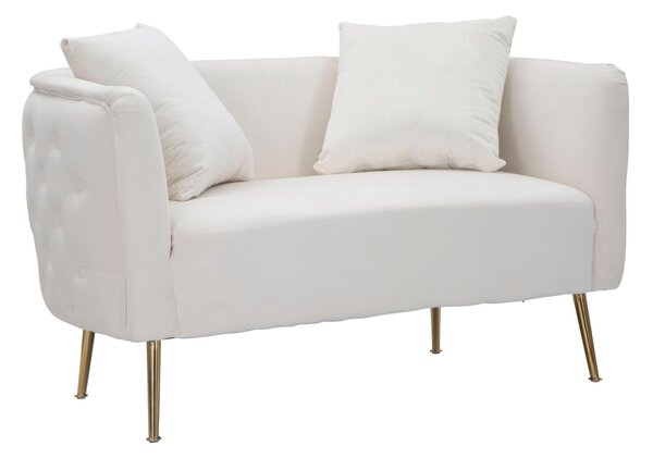 Divanetto in Velluto telaio in metallo Dorato BUCAREST Dimensioni 127x74x h71 cm peso 21 kg rivestimento completamente sfoderabile colore crema