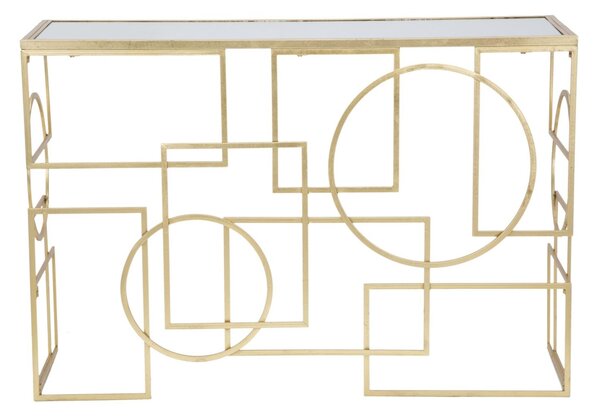 Consolle rettangolare in metallo dorato con piano in vetro a specchio MARIE Dimensioni 120x41x h 81 cm - Peso 11,2 kg Vetro temperato a specchio telaio oro