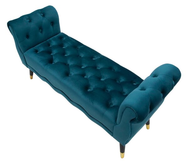 Panca in legno e velluto, telaio Dorato BENCH PARIS CREMA/GOLD Dimensioni 120x40x h 60 cm peso 15 kg rivestimento colore Ottanio