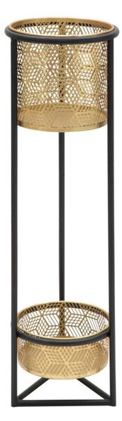 Portavasi rotondo Doppio in metallo dorato intagliato Dimensioni � 23xh 80 cm ciotole sono rimovibili Base in metallo nero