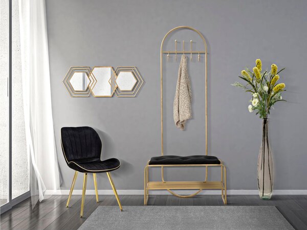Sedia imbottita Set due pezzi In Velluto Sintetico metallo dorato PARIS 37x47x80 cm - peso 5 kg Spessore 15 mm colore Nero