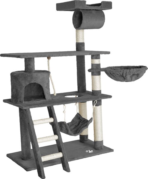 Tectake® Marcel, il tiragraffi di 141 cm, con scale, cavo di gioco e protezione antiribaltamento