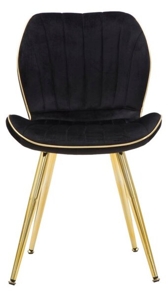 Sedia imbottita Set due pezzi In Velluto Sintetico metallo dorato PARIS 37x47x80 cm - peso 5 kg Spessore 15 mm colore Nero