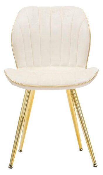 Sedia imbottita Set due pezzi In Velluto Sintetico metallo dorato PARIS 37x47x80 cm - peso 5 kg Spessore 15 mm colore Crema