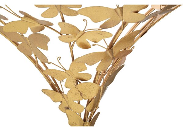 Comodino semicircolare da parete in metallo dorato con piano in vetro BUTTERFLIES Dimensioni 44,5x24,5x h 34,5 cm - Peso 2,0 kg Vetro temperato a specchio telaio oro