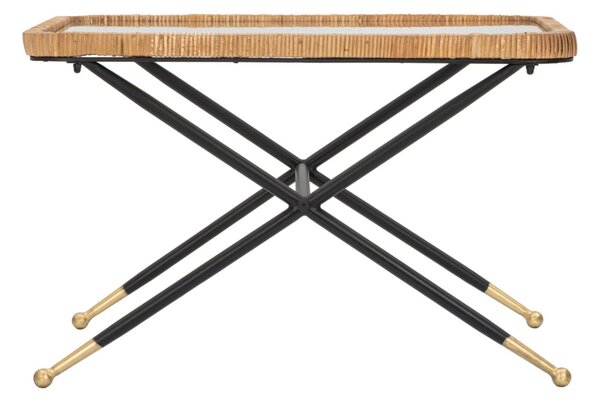 Tavolo Caff�, Pliant struttura in metallo nero e piano in vetro dimensioni 70x50x45 cm colore avorio / nero
