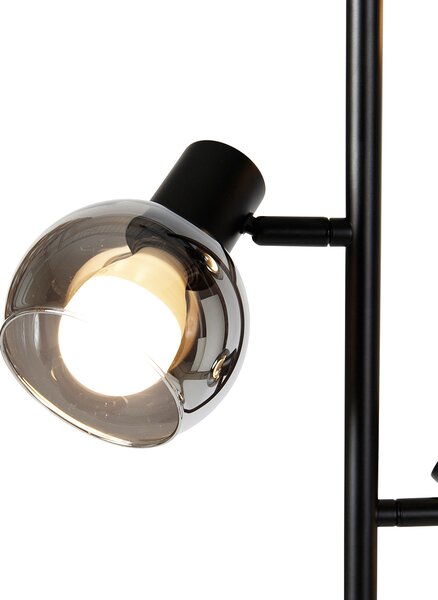 Lampada da terra intelligente nera con vetro fumé incl. 3 Wifi P45 - VIDRO
