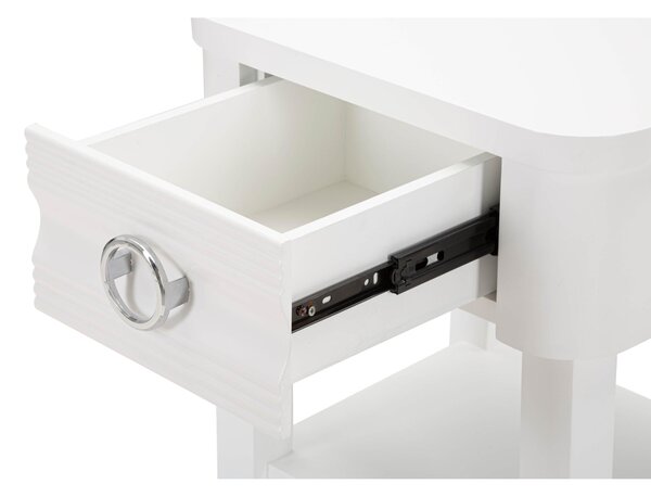 Comodino con cassetto e ripiano, SHINE, Dimensioni 45x40x h 54 cm - Peso 10.4 kg La struttura in legno colore bianco