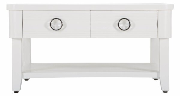 Tavolo da caff� rettangolare con 2 cassetti, SHINE, dimensioni 90x60x h 47 cm piano lavorazione semplice colore bianco