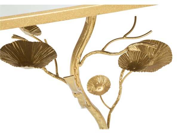 Tavolinetto quadrato in metallo dorato ,TISTY , dimensioni 40x30x h 60 cm piano in vetro a specchio