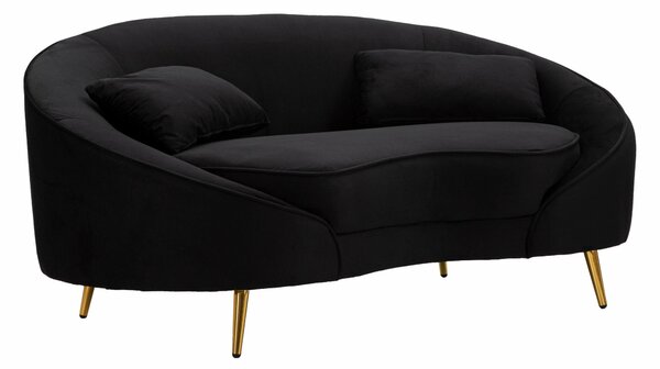 Divanetto in Velluto telaio in metallo Dorato OSLO Dimensioni 148x84x h68 cm peso 22 kg rivestimento completamente sfoderabile colore nero