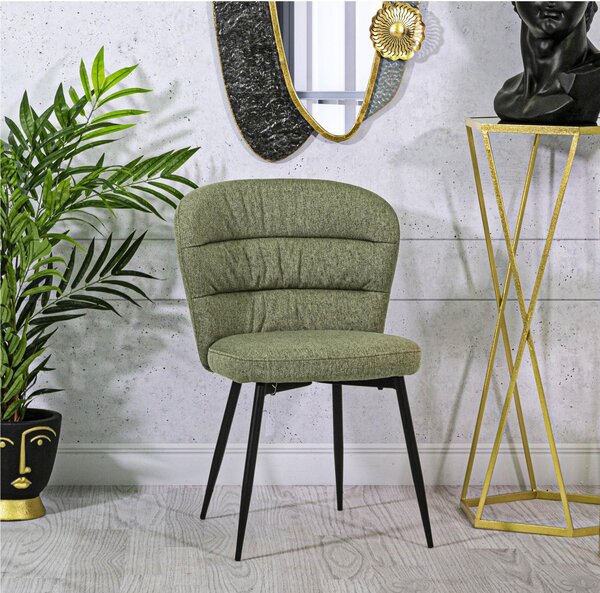 Sedia in metallo in tessuto imbottito anni 70 set 2 sedie CHAIR LOSANNA Dimensioni 56x60x h85 cm - peso 7 kg Verde
