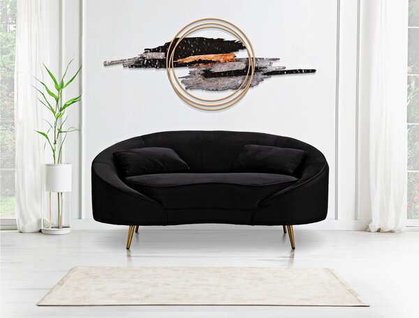 Divanetto in Velluto telaio in metallo Dorato OSLO Dimensioni 148x84x h68 cm peso 22 kg rivestimento completamente sfoderabile colore nero
