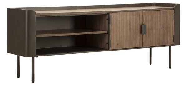 Mobile porta tv in metallo e legno con 2 ante e 2 ripiani, TORONTO, Dimensioni 150x42xh 58 cm con 2 ante e 2 cassetti