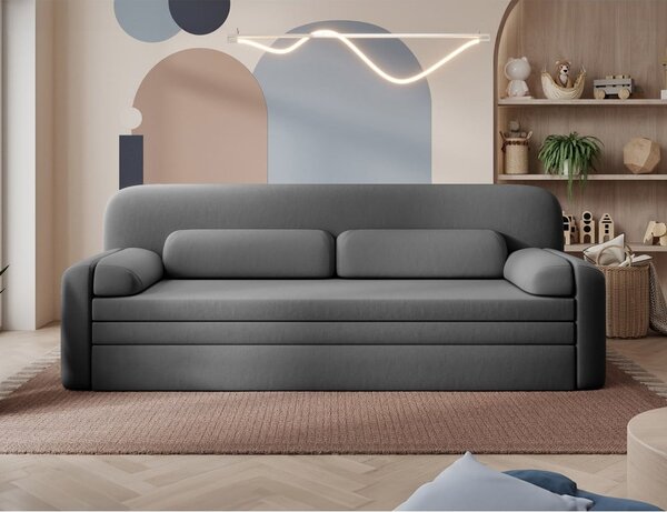 Divano grigio tortora allungabile/con contenitore con rivestimento in velluto 236 cm Elioss – ELTAP