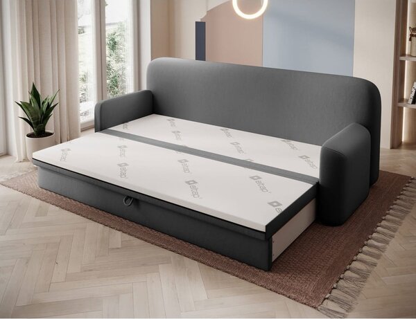 Divano grigio tortora allungabile/con contenitore con rivestimento in velluto 236 cm Elioss – ELTAP