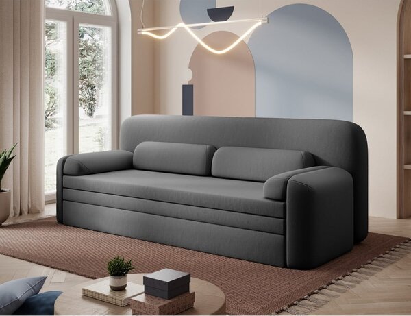 Divano grigio tortora allungabile/con contenitore con rivestimento in velluto 236 cm Elioss – ELTAP