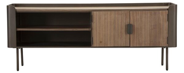 Mobile porta tv in metallo e legno con 2 ante e 2 ripiani, TORONTO, Dimensioni 150x42xh 58 cm con 2 ante e 2 cassetti