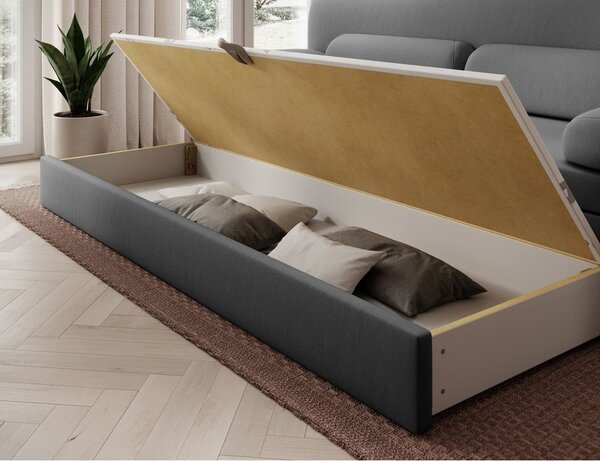 Divano grigio tortora allungabile/con contenitore con rivestimento in velluto 236 cm Elioss – ELTAP