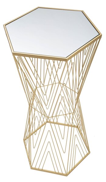 Tavolo porta telefono quadrato in metallo dorato LINES 6 Dimensioni 40x35x h 80 cm - Linee Geometriche dorato