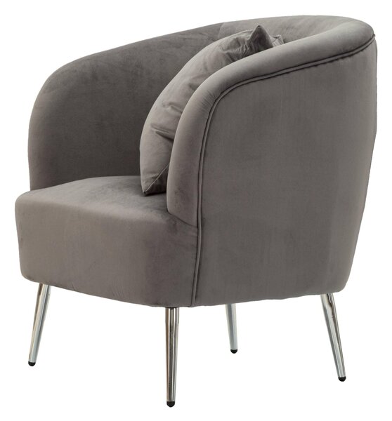 Poltrona verde con gambe Argentate rivestito in velluto trapuntato Trapuntato SILVERY Dimensioni 73x69xh 78 cm colore Grigio E Silver