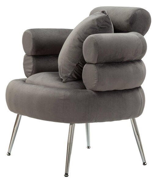 Poltrona verde con gambe dorate rivestito in velluto trapuntato Trapuntato SILVERY PLUS Dimensioni 78x68xh 85 cm colore Grigio E Silver