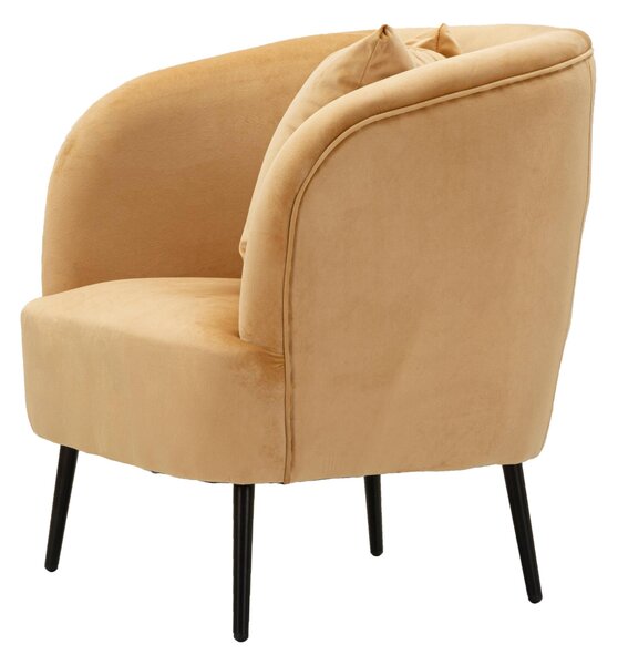 Poltrona con gambe Nere rivestito in morbida Pelliccia EMY MUSTARD Dimensioni 73x66xh 79 cm con cuscino colore Marrone